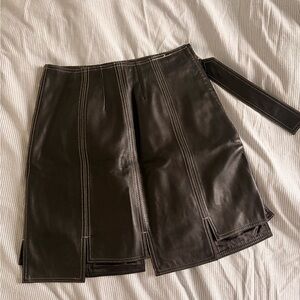 Ganni Black Leather Skirt